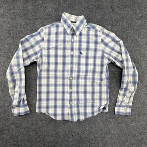 Abercrombie Shirt Youth XL Blue Plaid Long Sleeve Button Up Cotton Casual Top